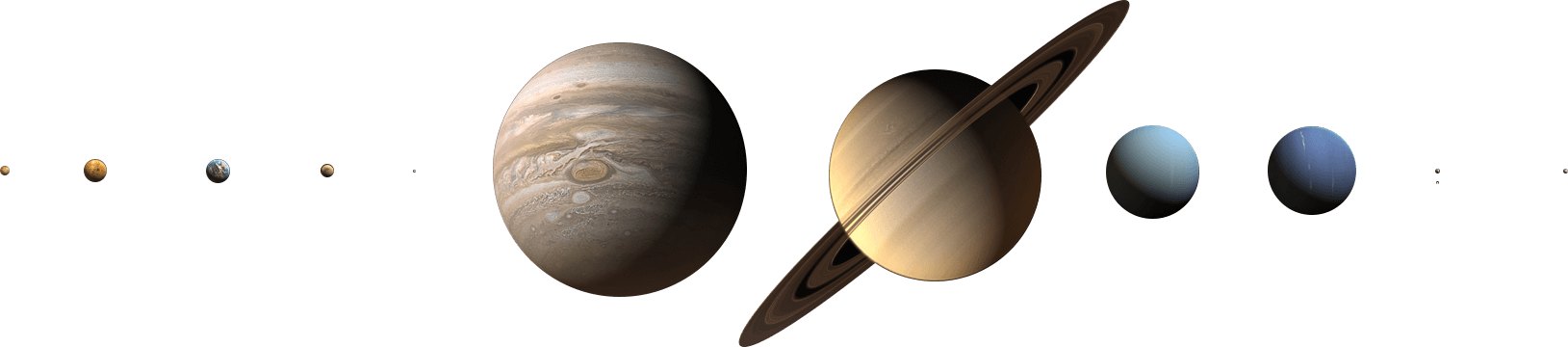Planets of the solar system in a row